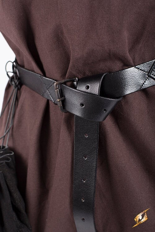 Leather X-belt, black, 160 cm