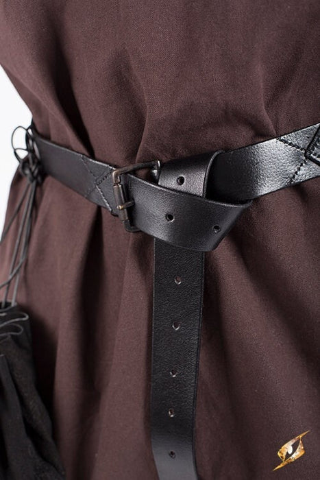 Leather X-belt, black, 160 cm