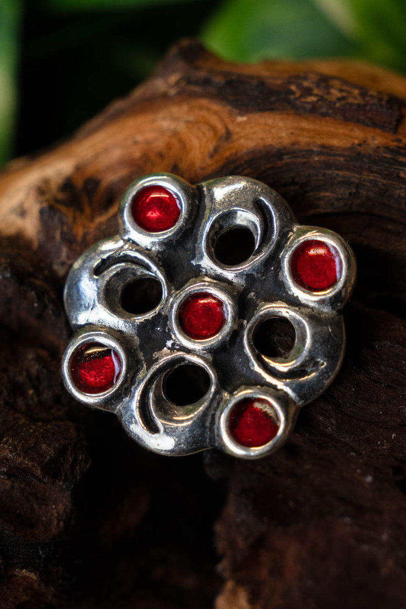 Merovingian cloisonne brooch, silvered bronze