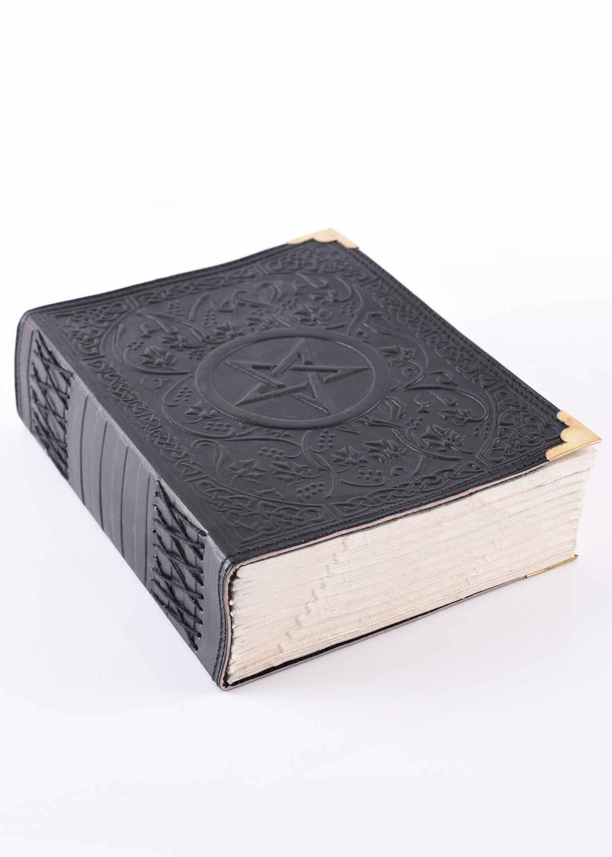 Black Leather book with Pentagram, approx. 23 x 18 cm