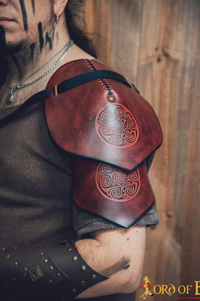 Leather pauldron Celtic spirals
