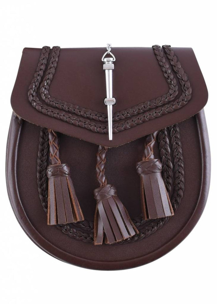 Sporran with braid motif, brown