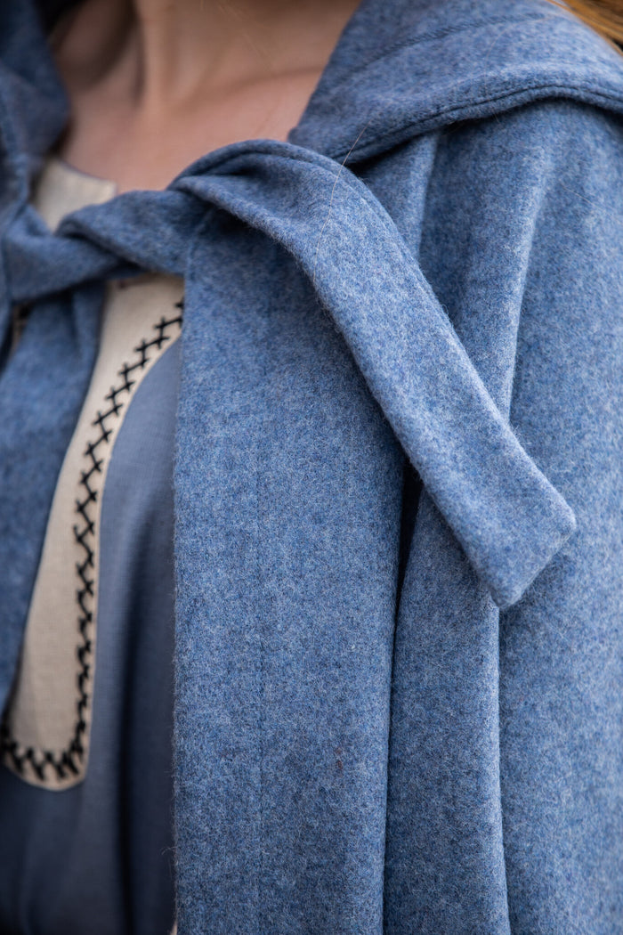 Medieval cloak Mila, wool blend, blue