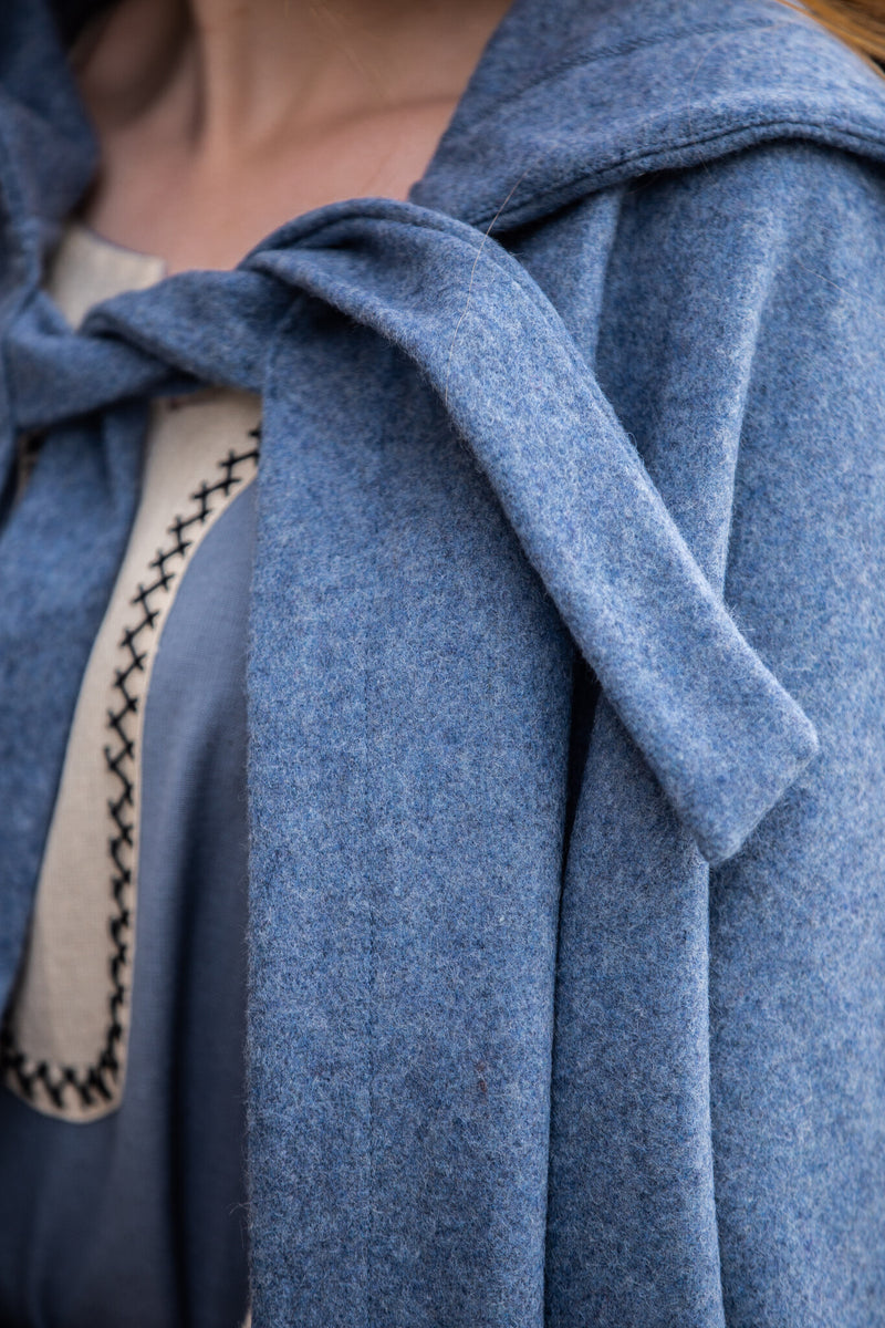 Mantello medievale Mila, misto lana, blu