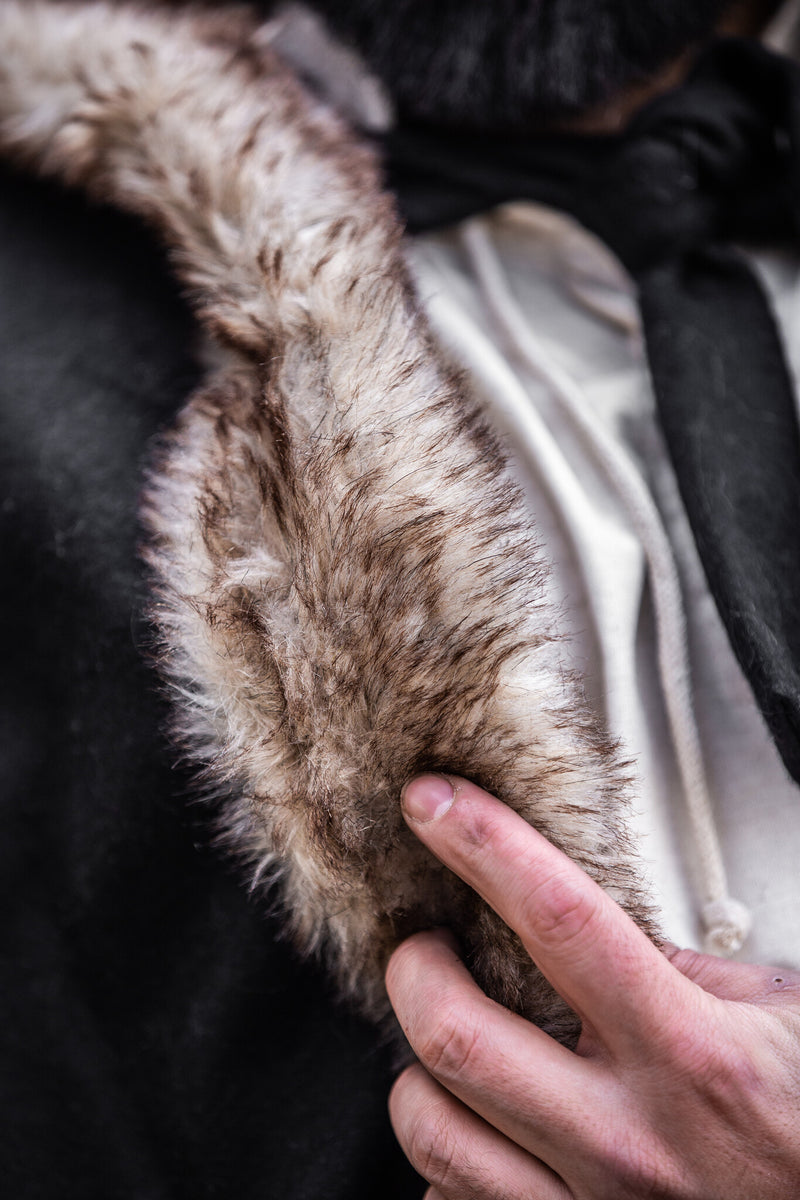 Wikinger Mantel Fjell, schwarz, Wollmix