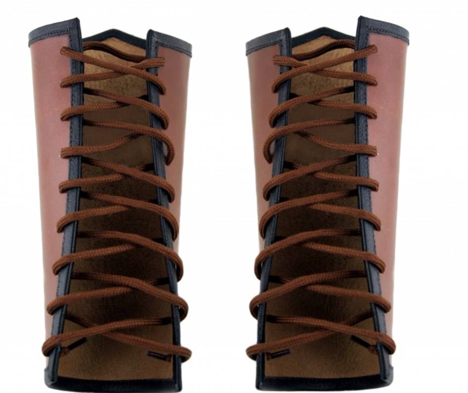 Vegvisir leather bracers, underarm guards, brown