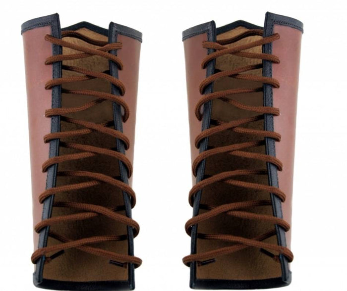 Vegvisir leather bracers, underarm guards, brown