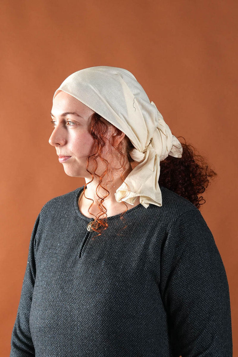 Viking jurk Sigrun, diamant twill, wolmix, blauw-zwart