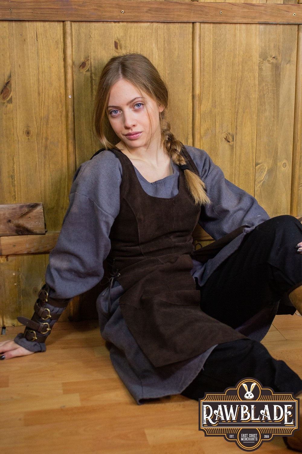 Split leather tabard Joanne, brown
