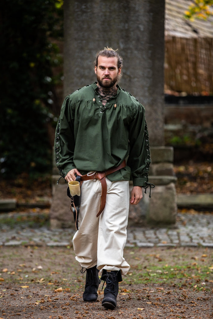 Pirate shirt with laces, green