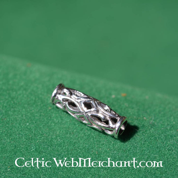 Long Viking beard bead, sterling silver