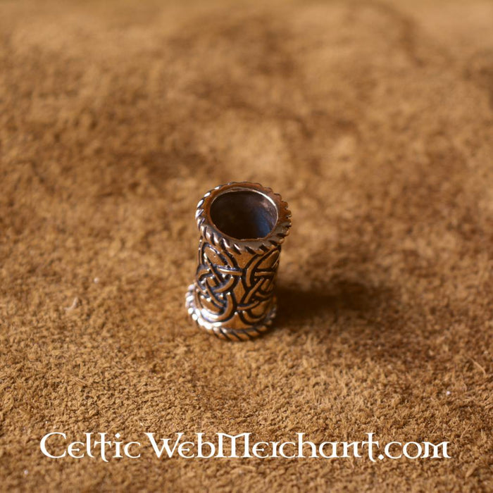 Long Celtic beard bead, bronze