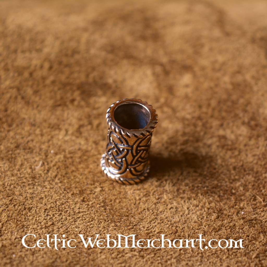 Long Celtic beard bead, bronze
