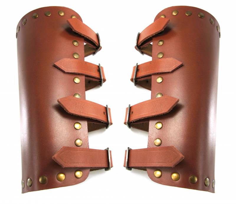 Marius leather bracers, underarm guards, brown