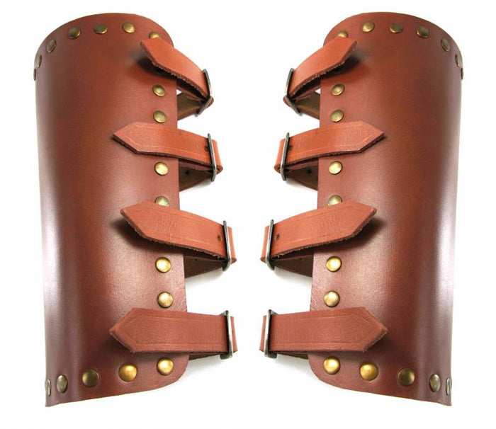 Marius leather bracers, underarm guards, brown