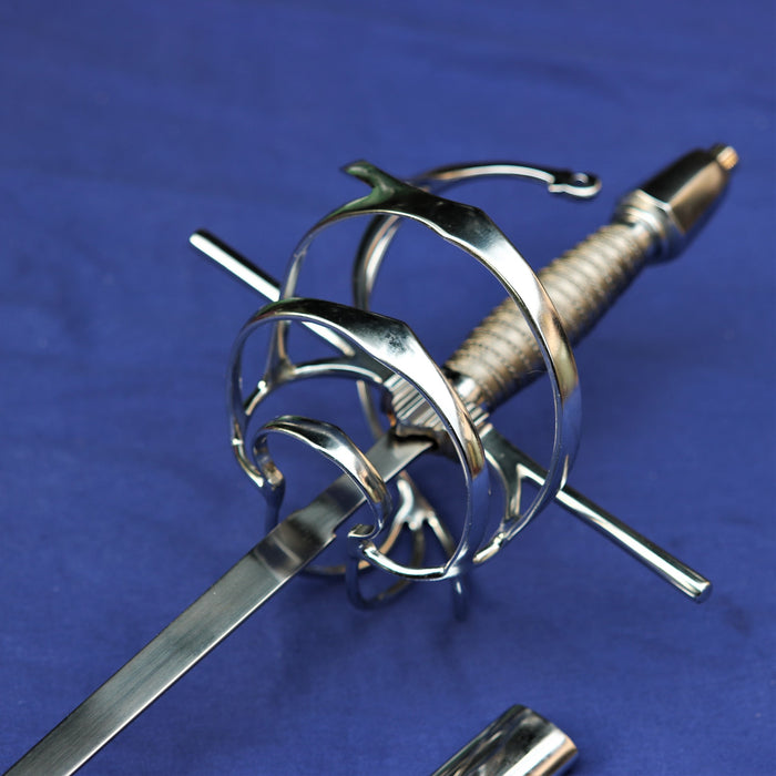 Rapier battle-ready with leather scabbard (blunt 3 mm)