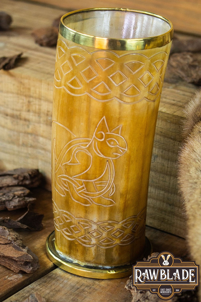 Horn Mug Celtic Cat, 300-500 ml