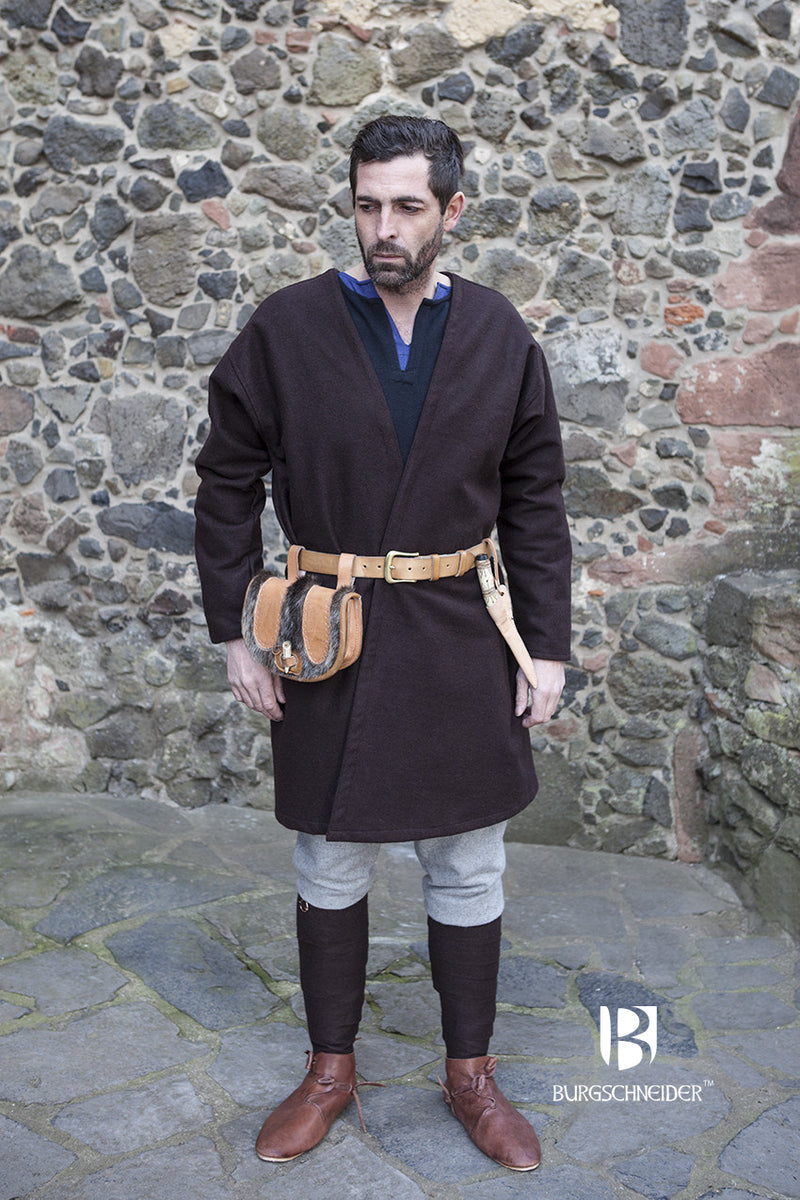 Kaftan viking Loki, mélange de laine, brun