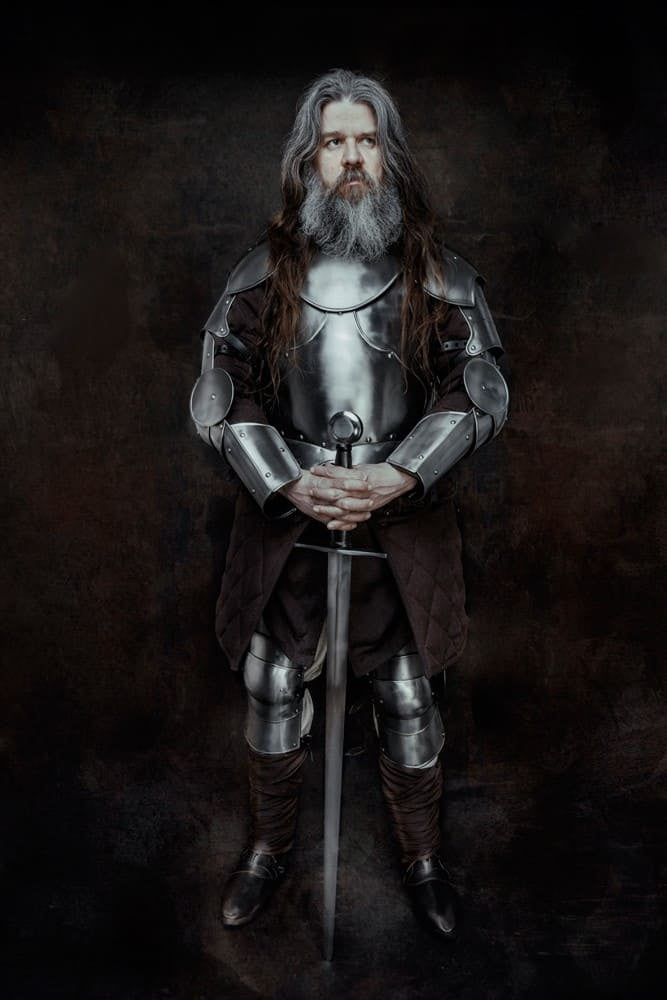 Vambraces Gustav, arm armour, blackened, 1.2 mm