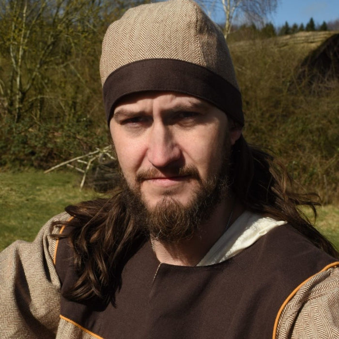 Germanic Thorsberg tunic, herringbone pattern, brown