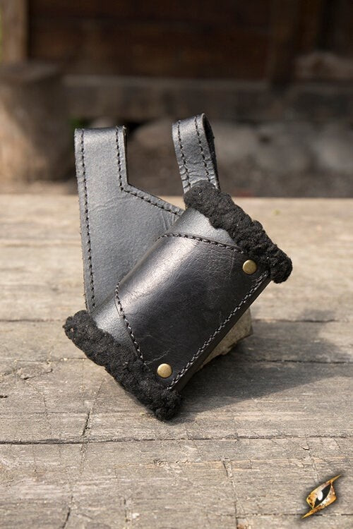 LARP Sword Holder, leather, with fur, left-handed