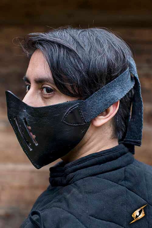 Leather Mempo half mask, black