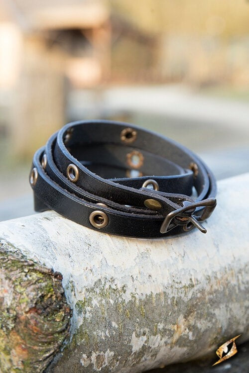 Bracelet with eyelets, leather
