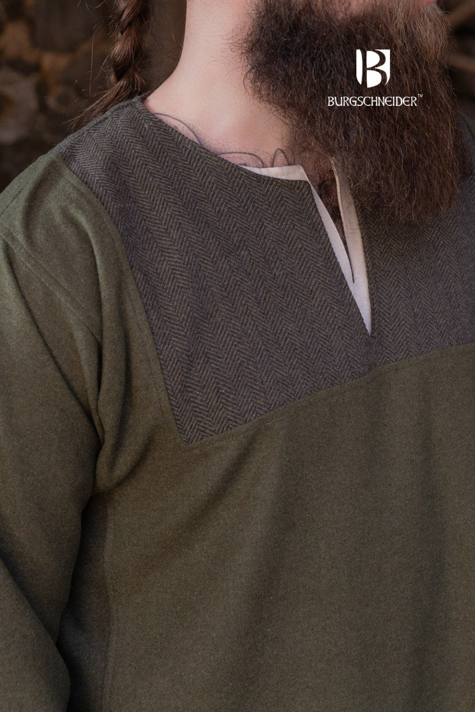 Rusvik Viking tunic Szimon, olive, wool mix