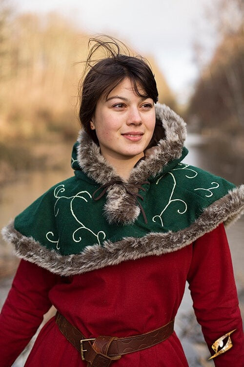 Fur hood Gisla, green