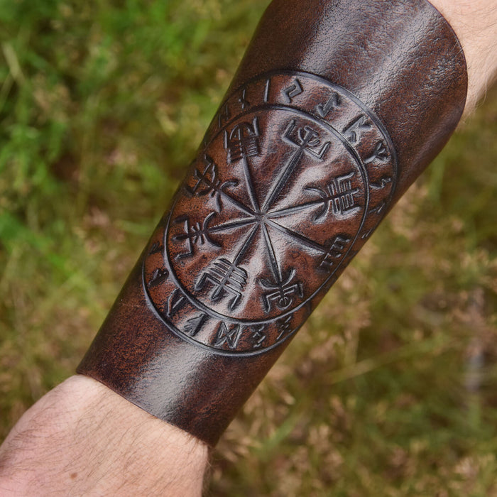 Vegvisir leather bracers, underarm guards