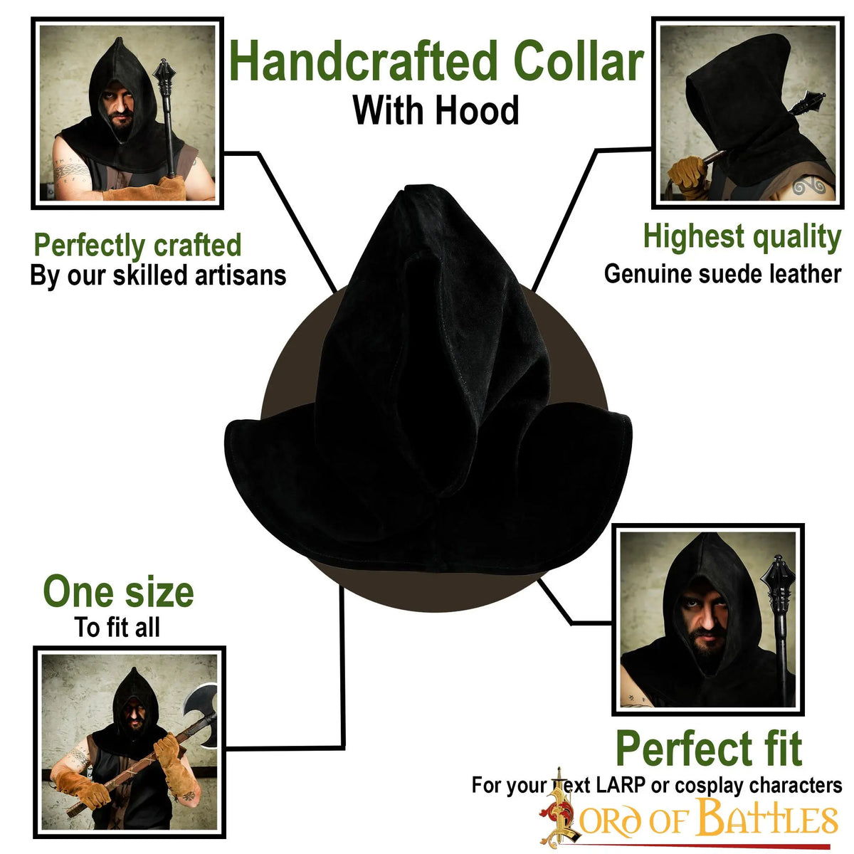 Executioner hood, suede, black