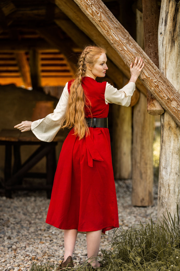 Dress Belle, red-cream