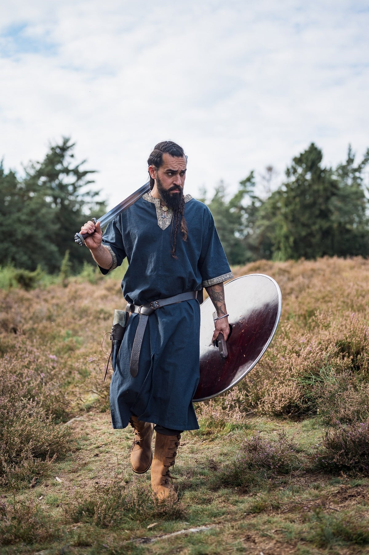 Celtic tunic, short sleeves, dark blue