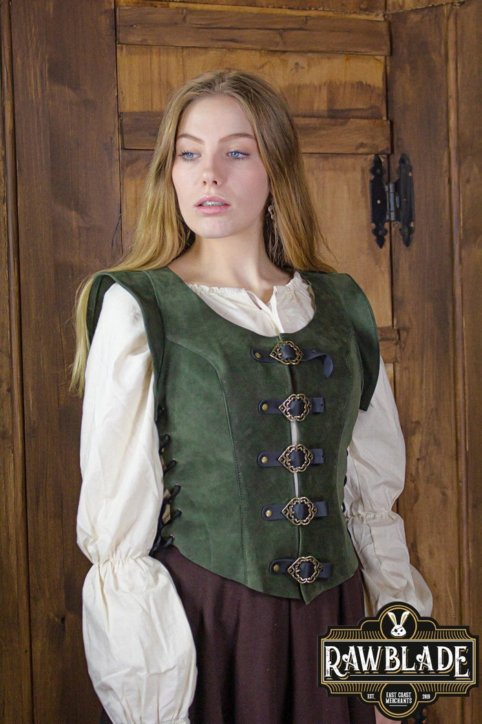 Leather bodice Julienne, green