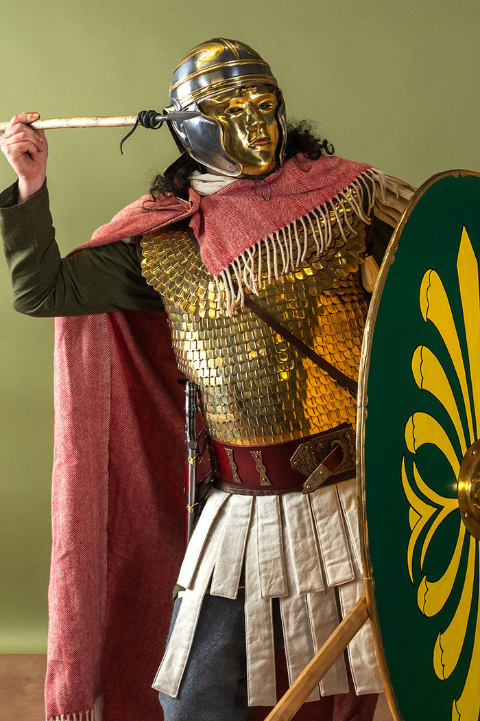 1st century Roman cavalry helmet with larva mask, 1.3 mm