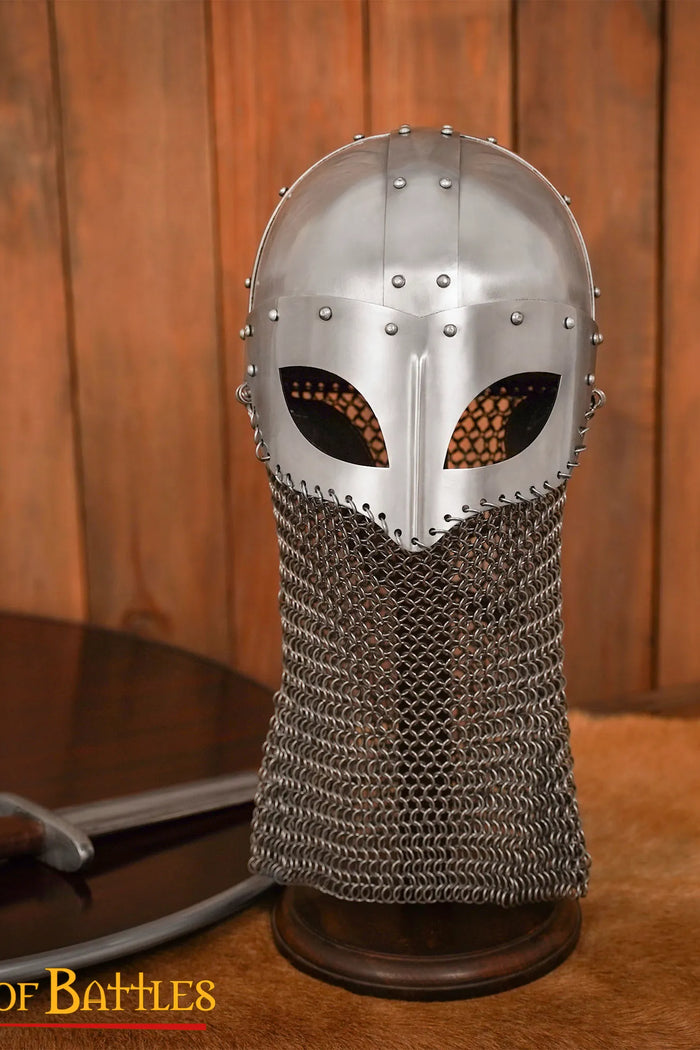10th century Viking spectacle helmet with chain mail, 1.6 mm