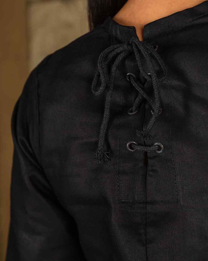 Marita dress, light cotton, black
