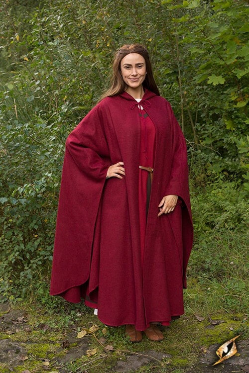 Travel cloak, red, wool blend