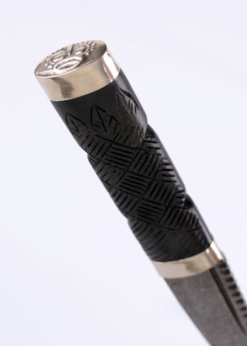 Sgian Dubh ze stali damasceńskiej, półostry