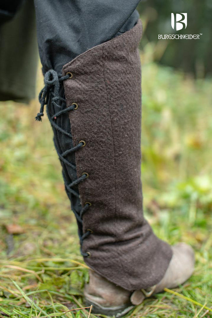 Seran leg caps, pair, wool blend, brown