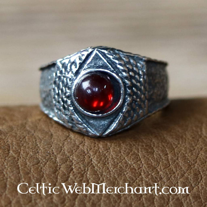 Medieval ring, red, pewter
