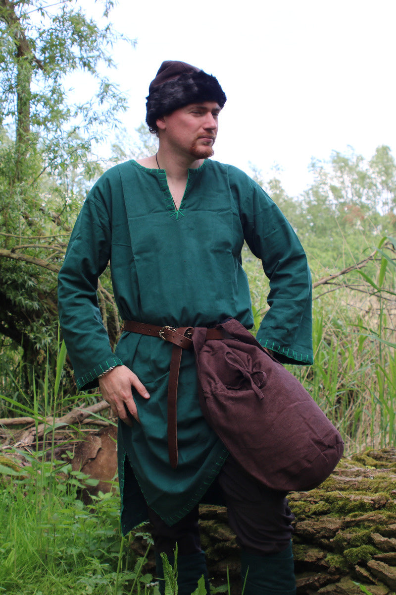 Textil axelväska, brun