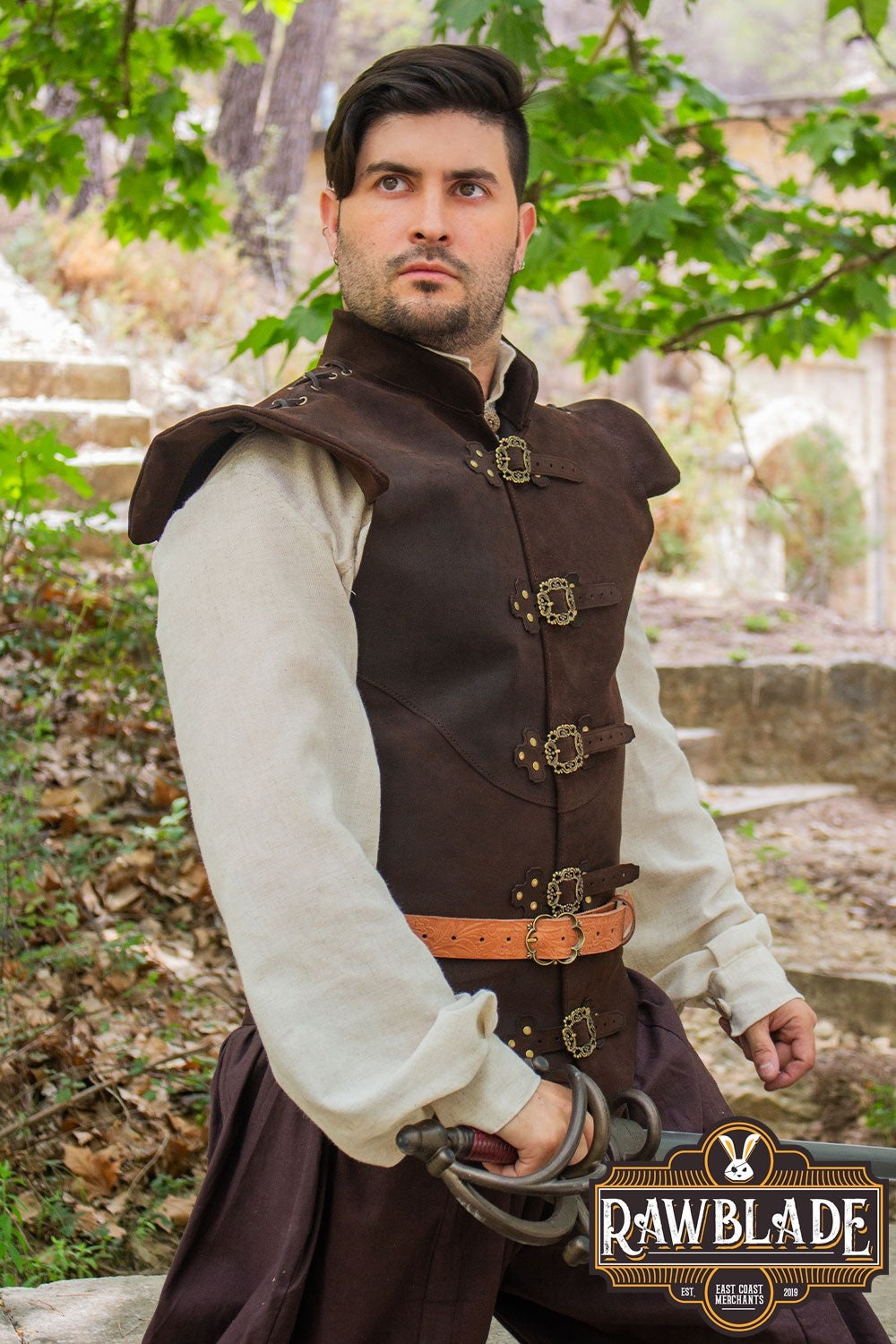 Diego Leather Jerkin, brown
