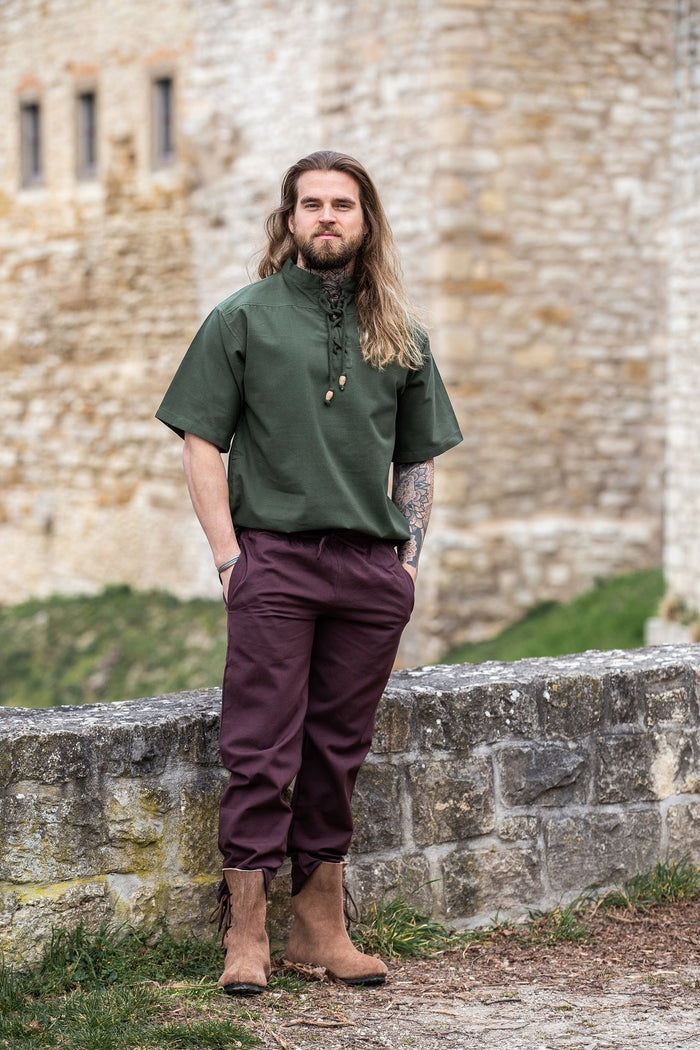 Medieval shirt with short sleeves, green
