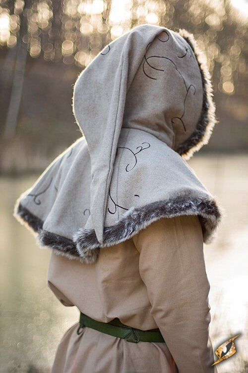Fur hood Gisla, grey, wool mix