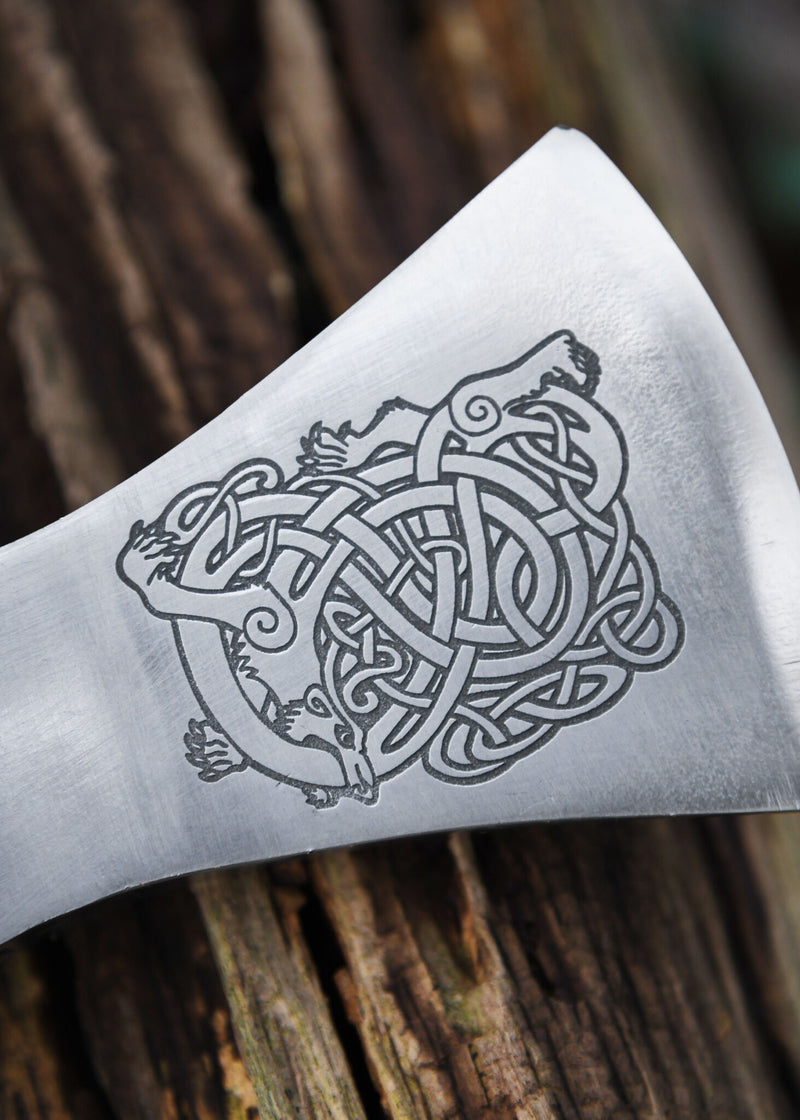 Ascia vichinga, tipo H, incisa, semi-affilata