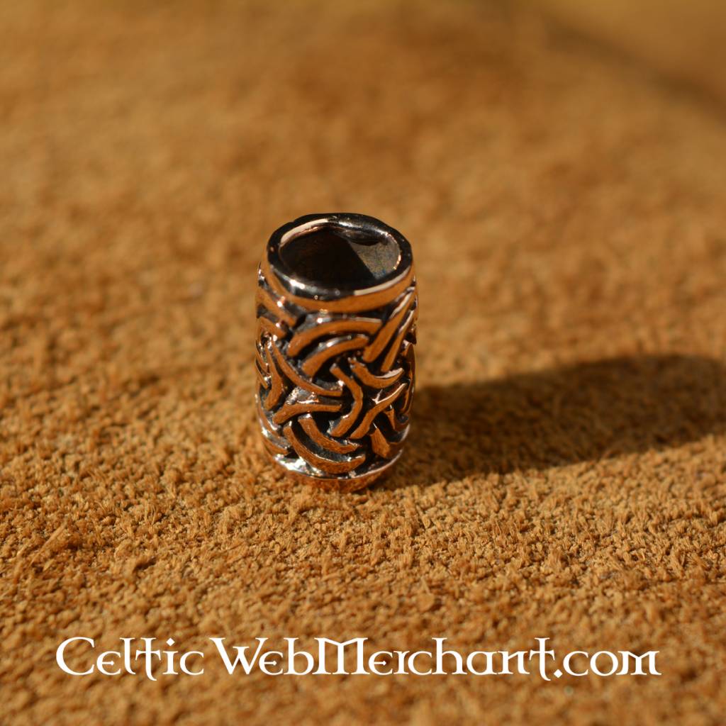 Beard bead with Celtic knot, bronze