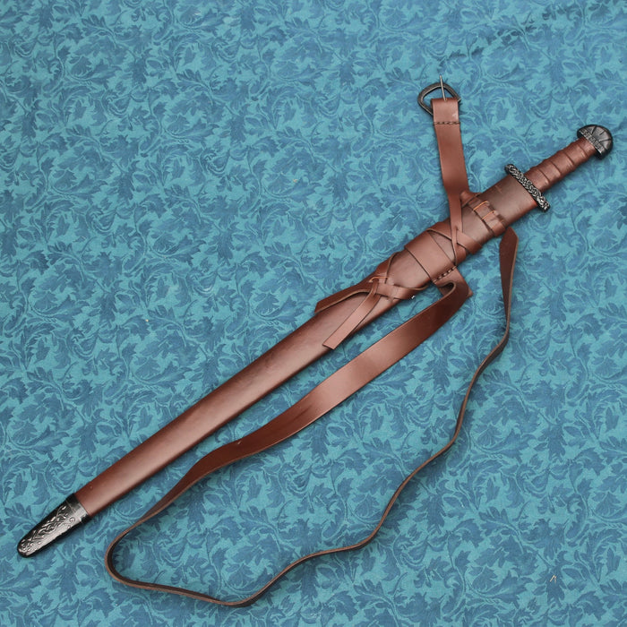 Viking sword Bjorn with deluxe scabbard, semi-sharp