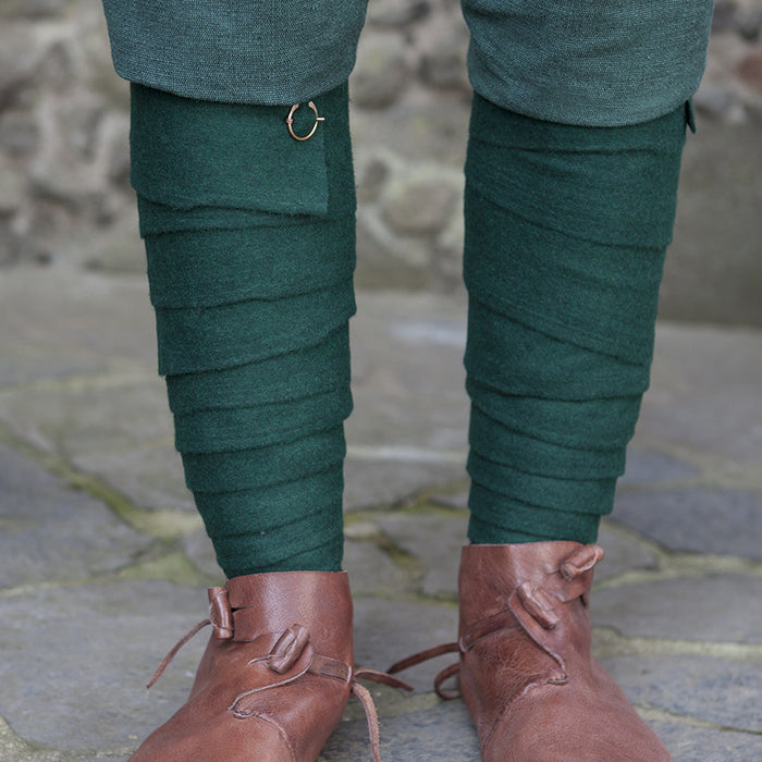Leg wrappings Aki, green, wool mix