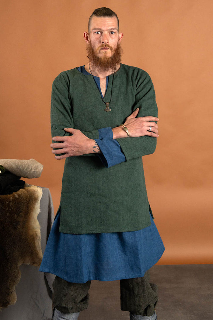 Medieval tunic Eirik, linen, blue
